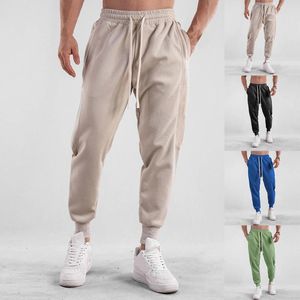 Mäns byxor 2024 Spring Sports Cotton Soft Drawstring Straight Elastic Midje Vintage Casual Trousers Male Plus Size M-3XL