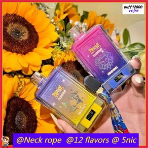 Original ATVS 18K Puffs Neck Rope 18000 Puff Bar Disponible Vape E-cigarett med smart skärmdisplay 750mAh Battery Vape Desechable 7000 Puff 9000 Puff 12000 Puff