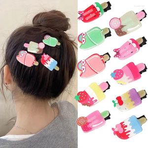 Hårtillbehör 10st söta glassklämmor för babyflickor Butterfly Rainbow Hairpins Headwear Kids Bands Barrettes