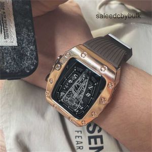 Часы с турбийоном и автоматическим заводом Richardmill Мужские роскошные наручные часы Apple Watch Series SE 44/45 мм в стиле Ричардмилл Модный комплект защитный чехол + ремешок PQNL