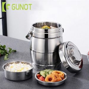 Gunot portátil grande capacidade lancheira térmica de aço inoxidável recipiente alimentos à prova de vazamento bento lancheira para escritório acampamento t20263b