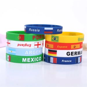 Bracelets 10 pcs/lot Men Women Country Flag Print Silicone Bracelet Sports Friendship Wristband Rubber Wist Band Bangle Souvenir Russia