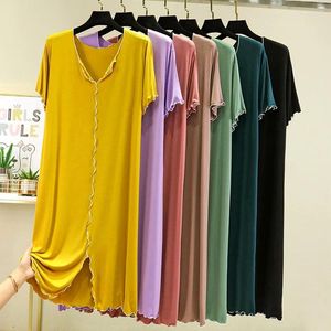 Mulheres sleepwear fdfklak modal noite vestido para mulheres casual v pescoço camisola confortável camisola tamanho grande homewear L-2XL