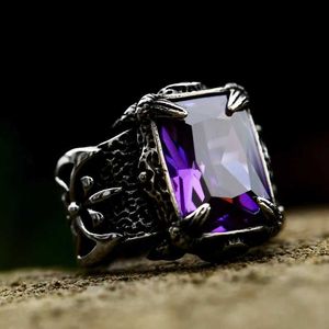 Band Rings Beier 316L Rostfritt stål Viking Colorful Stone Trend Men's Ring Double-sido Axe High Quality Jewelry Dropshipping LLBR8-164R 240125