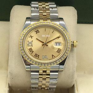 Klasyczne kobiety 36 mm Diamond Watch Ladies Stalowie ze stali nierdzewnej Klucz rzymski cyfrowy automatyczny mechaniczny sport wat258b