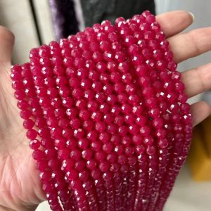 Alloy Natural Stone Faceted Lab Ruby Smooth Round Loose Beads For Making Jewelry DIY Necklace Bracelet Or Gift