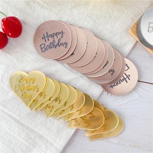 Cake Tools 10pcs Happy Birthday Cupcake Topper Valentine's Mother's Day Acrylic 3D Circle For Wedding Party Decorations