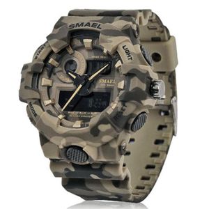 Ny kamouflage -klocka Smael Watch Men Sports LED Quartz Clock Men Sport Wristwatch 8001 Mens Army Waterproof2520