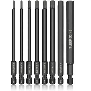 8Pcs 14 Hex Shank Head Allen Wrench Screwdriver Socket Bit Metric Magnetic Bits Set 240123