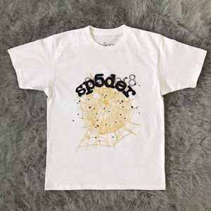 メンズTシャツの発泡印刷sp5der 555555エンジェルナンバーTシャツメンメンスパイダーウェブパターンTシャツトップティーメンズG230301 L6HY