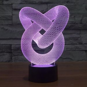 Streszczenie 3D Illusion LED Nocne światło Kolor Zmień przełącznik dotykowy Lampa biurka #R21325W