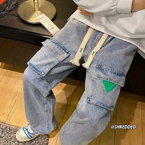 Y2K Men's Jeans European and American Pocket Straight Loose Large Size Men and Women Jeans Trendy Ins Skateboard Jeans 240124