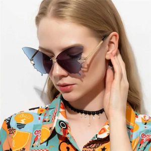 Новые солнцезащитные очки-бабочки, женские модные очки безрамочной формы, уличные очки для кемпинга, рыбалки, UV400 Lentes De Sol 230920