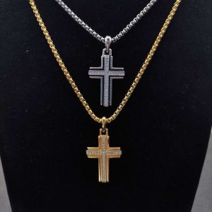 Gratis fraktdesigner Dy Luxury Jewelry David Yuman Necklace High Version Gold and Silver Cross inlaid Diamond Necklace Chain med en tjocklek av 3 mm och en längd på 5