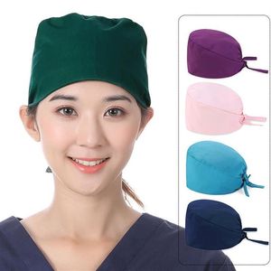 Scrub Caps Hat Floral Bouffant Sanitary Print Dentist Cap Cotton Women Men Dust Proof Veterinary Chef Working Hats Bonnet339g