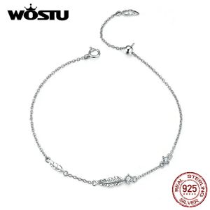 Bangle Wostu European Style Bracelets 925 Srebrny Srebrny Link łańcucha kamiennego CZ dla kobiet Wedding Party Silver 925 Biżuteria CQB133