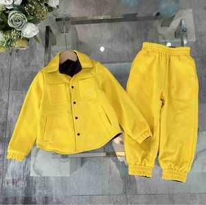 New kids Tracksuits Double sided use baby jacket suit Size 100-160 Single breasted flip collar shirt and sports pants Jan20