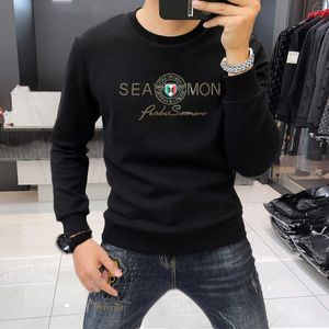 Men's T-Shirts Fashion Trend Brand Hot Drill Men's Long Sleeve Crewneck Comfortable All Match Personality Plus Fleece Thickened Men Autumn And Winter T240129