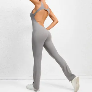 Active Set Lycra Jumpsuit Women Padding Fitness Overall Push Up Gym Set 2024 Sportswear Yoga Clothing Tracksuit Grey Red Brown