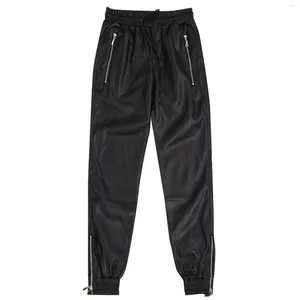 Herrbyxor herr smala montering läder leggings tight elastic varm h trend motorcykel män yoga