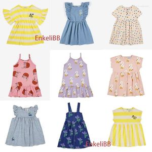 Girl Dresses EnkeliBB 1-10Y BC 2024 Summer For Girls Casual Fashion Brand Clothes Children Cartoon Pattern Designer Dress