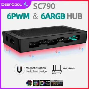 コンピューター冷却DeepCool SC790 5V 3PIN ARGBファン磁気引力ハブスモールPWM 4pin 1to6スプリッターSATAパワーコントロール接続