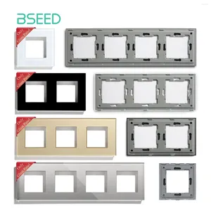 Akıllı Ev Kontrolü Bseed AB Standart Duvar Cam Çerçevesi Işık Anahtarı için DIY Parçaları Metal Plaka Sadece Kristal Panel Dahil