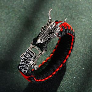 Armband mode mens indianer krigare pärlor flätat armband rep paracord armband vandring camping utomhushjälpsatser fallskärm