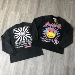 メンズTシャツカエルドリフトアメリカンスタイルヴィンテージ服のストリートウェアヒップホップラップグラフィティルーズイブズサイズの特大コットンロングティートップスシャツ男性