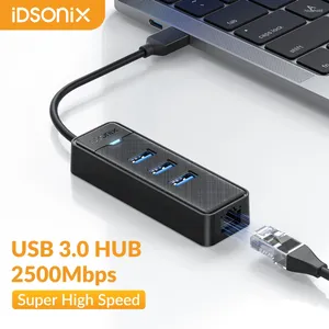 Idsonix Typ C Hub USB 3.0 Multi Ssplitter z adapterem Ethernet 2500 Mbps do RJ45 dla akcesoriów komputerowych MacBook Laptop