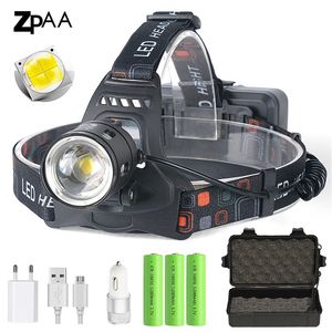 Poderoso xhp702 xhp502 led farol zoom cabeça lâmpada lanterna tocha 18650 bateria usb recarregável lanterna de pesca 240127