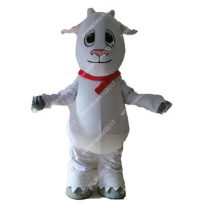 Branco carneiro mascote traje simulação personagem dos desenhos animados roupas terno adultos tamanho roupa unisex aniversário natal carnaval fantasia vestido