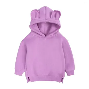 Giacche Moda Tinta unita Viola Carino Orecchio Pullover Felpe con cappuccio Tuta per bambini Felpa con cappuccio Top Tuta sportiva con cappuccio per bambini Abbigliamento per bambini