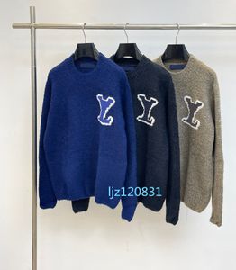 2024SSデザイナーセーターセータージャンパーデザイナーセーターメンニットセーターレディースセータースウェットシャツ女性標準カシミアブレンドレタークルーネックプリントXS-XL