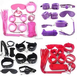 Zabawki dla dorosłych 7PCS Zestaw Sex Bondage Zestaw Gry Zestaw BDSM kajdanki Footcuff Whip Rope opaski na oczy dla par erotycznych zabawek SM