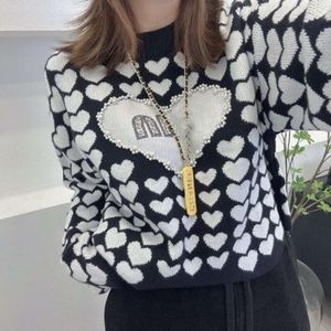 women knit top designer sweater womens fashion love jacquard hot diamond sweaters casual round neck pullover short knitwear