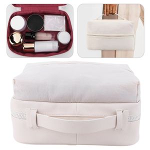 Custodia organizer per trucco in pelle PU con manico e tasche Organizer portatile per pennelli per trucco impermeabile soffice per donne e ragazze 240122