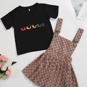 Trendy Marke Kurzärmelige Camisole Weste Kleid zweiteilige Set für Mädchen und Babys Verwestlichte Set-Prinzessin-Stil koreanische Version modisches Kleid