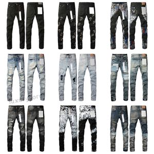 Mens Roxo Jeans Designer Mens Jeans Moda Homens Calças Pretas High Street Marca Patch Buraco Denim Reto Retro Streetwear Casual Sweatpants Corredores Pant