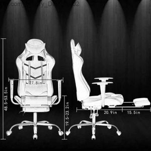 Outros móveis BestOffice Cadeira ergonômica para jogos para PC de escritório Cadeira de mesa barata Cadeira executiva de couro PU para computador Lombar Mulheres Homens (Branco) Q240129