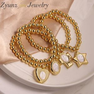 Strand 5pcs Fashion Religious Virgin Mary Mother Of Pearl Bracelets For Women Trendy Pendant Cross Catholic Gifts Jewelry