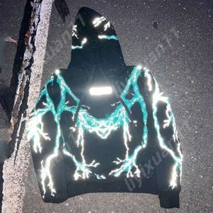 Y2K ماركة ماركة مصممة أزياء ملابس الرجال للرجال هوديز مفقودة منذ يوم الخميس 3M Lightning Hoodie عاكس السترة 6669 4085