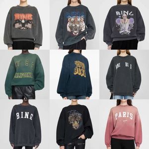 24ss ab bing yeni tasarımcı pamuk sweatshirt gevşek vintage baskı su nakış spor giyim kazak hoodie çok yönlü kadın moda kazak trend üstleri