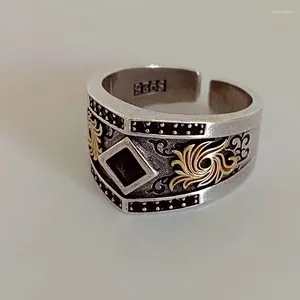Кольца кластера, классическое обсидиановое рыцарь для мужчин и женщин, регулируемое обручальное обручальное кольцо с черным кристаллом CZ, юбилейные украшения