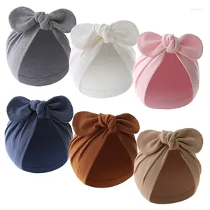 Accessori per capelli Turbante Neonate Ragazzi Cappello Fiore carino Nodo Orecchie da coniglio Berretti in cotone per bambini Neonato