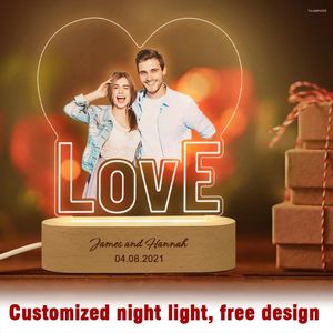 Night Lights Custom Personalized Birthday Anniversary Gifts Couple Lovers Color Pos Anniversaire Decoration Bedside Lamp