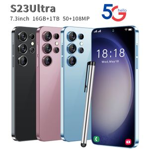 S23 Ультра новый смартфон Android 6800 мАч 4 + 64 ГБ/8 + 256 ГБ/16 + 1 ТБ 7,3-дюймовый мобильный телефон с HD-экраном, глобальная версия, мобильные телефоны 5G, разблокировка сотового телефона 4G 5G