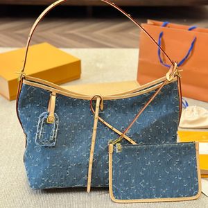 fashion denim shoulder bags designer bag jean shopping totes women clutch canvas beach bag large capacity shoulder bags with card holder key pouch luxury handbag