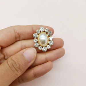 Bangle 50pc 20*26mm Gold Color Pearl Crystal Flower Charm for Cloth/wedding Hair Jewelry Findings for Diy Handmade Jewelry Making