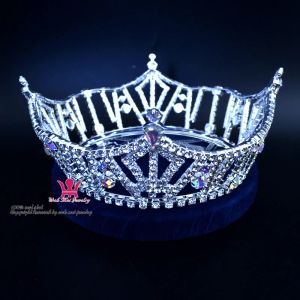 Takı Yuvarlak Taç Güzellik Pageant Crown Headdress Moda Rhinestone Kristal Renk Aksesuarları Süsler Prenses ve Kraliçe Weddi